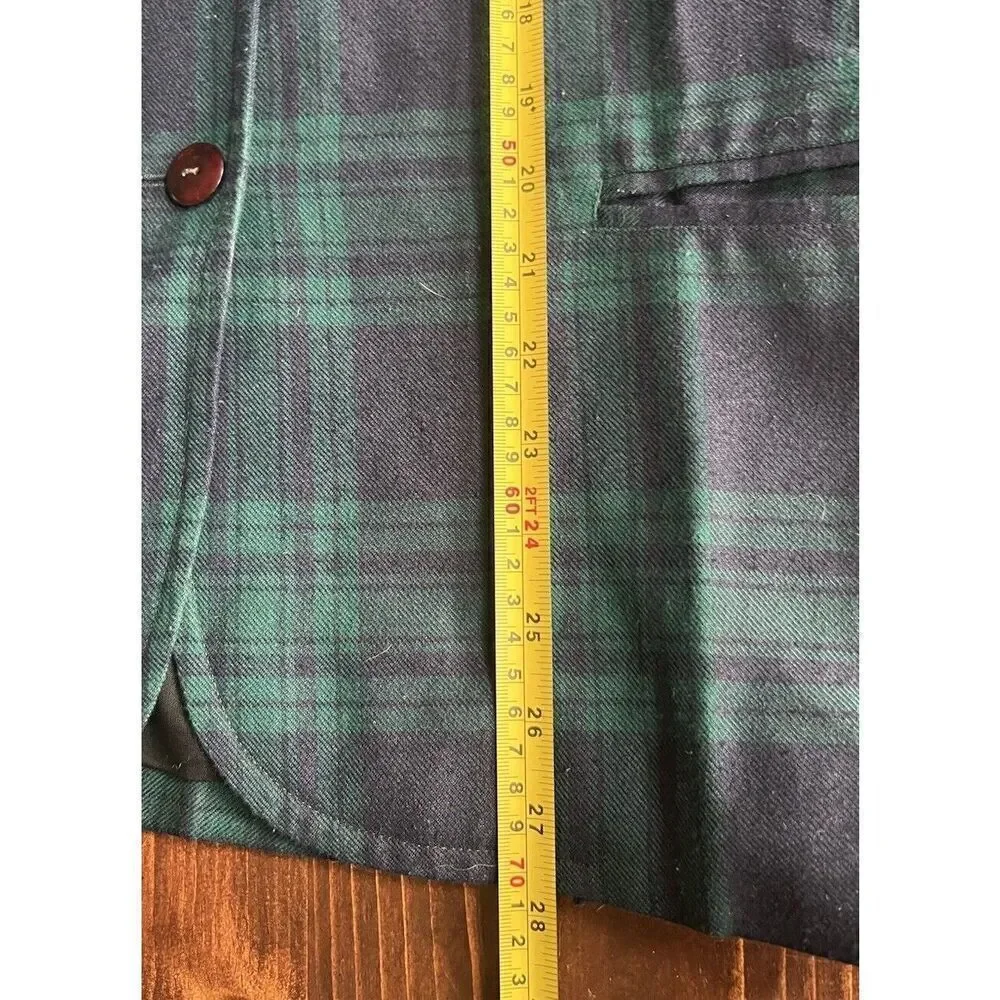L’atmosphere Tartan‎ Plaid Blazer Sz Small Green Blue Y2K 3 Button Vintage